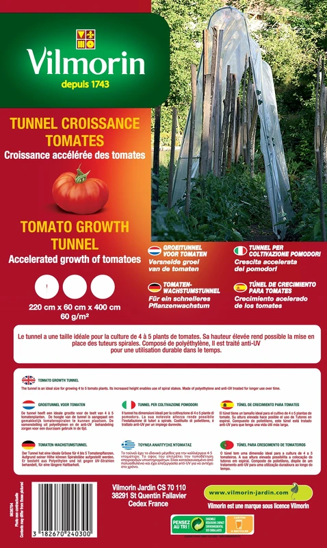 Vilmorin va04130 serre-tunnel for Tomatoes 60 g/m² 60 x 400 x 220 cm - Image 1