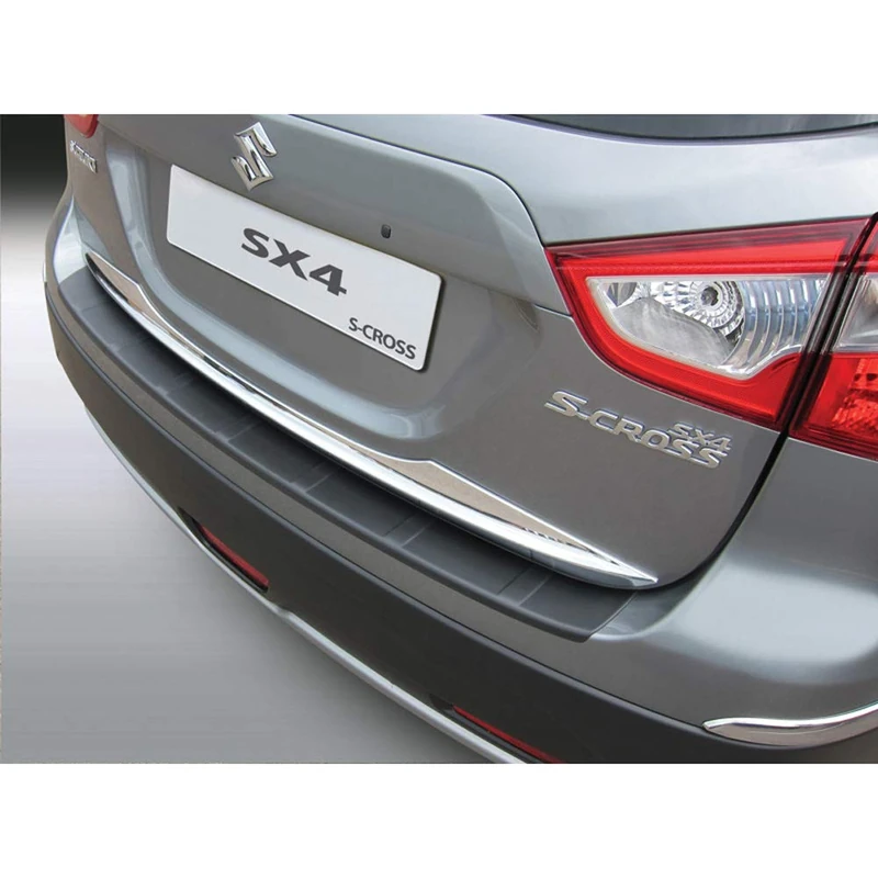 ABS Rear Bumper Protector Compatible with Suzuki SX4 S-Cross 10/2013- 'Ribbed' Black
