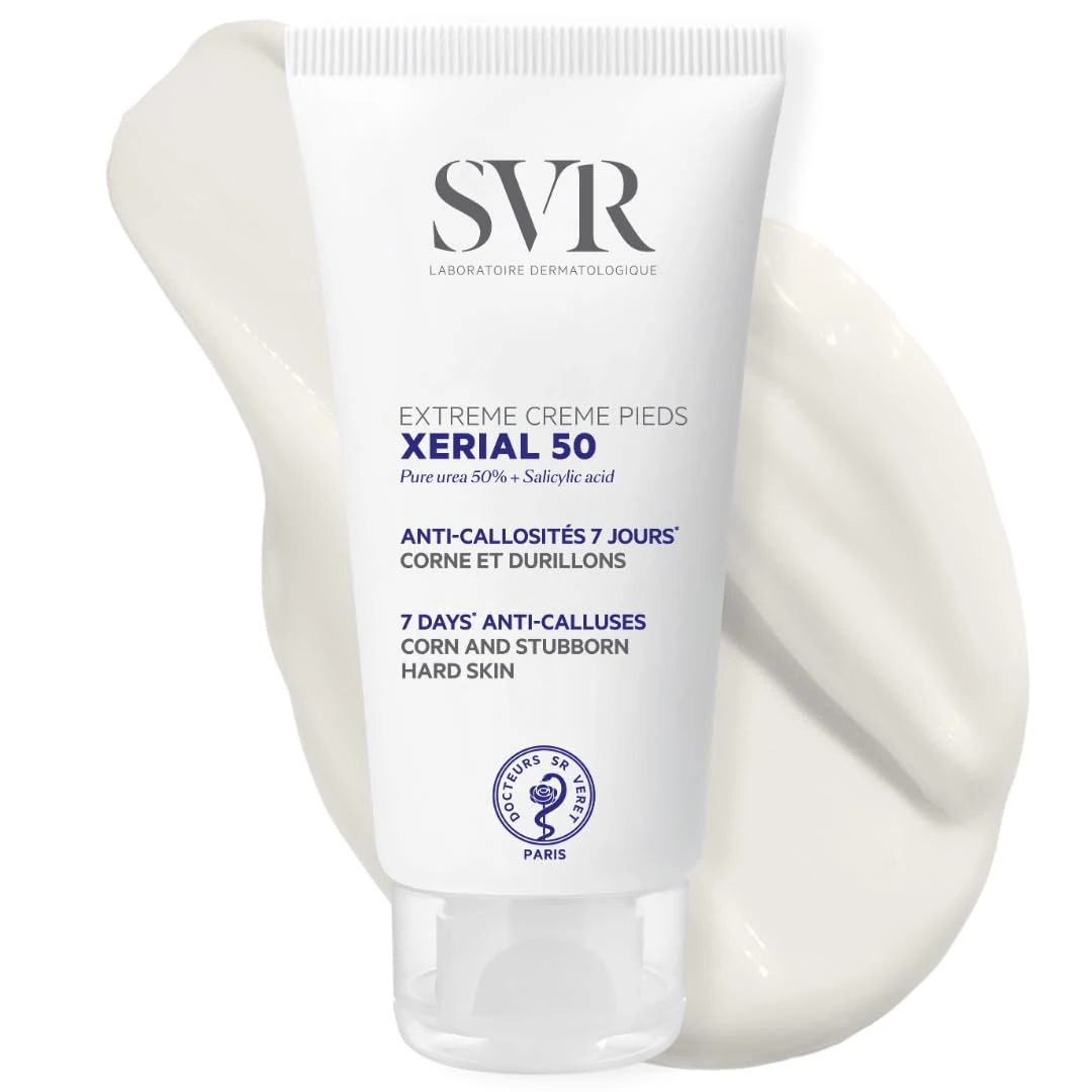 SVR XERIAL 50 Extreme - Urea Cream for Cracked Heels and Severly Dry Skin Prone to Corns and Calluses. Eliminates Dead Cells + Roughness. 24hr Hydration. Salicylic Acid + Glycerol, 50ml
