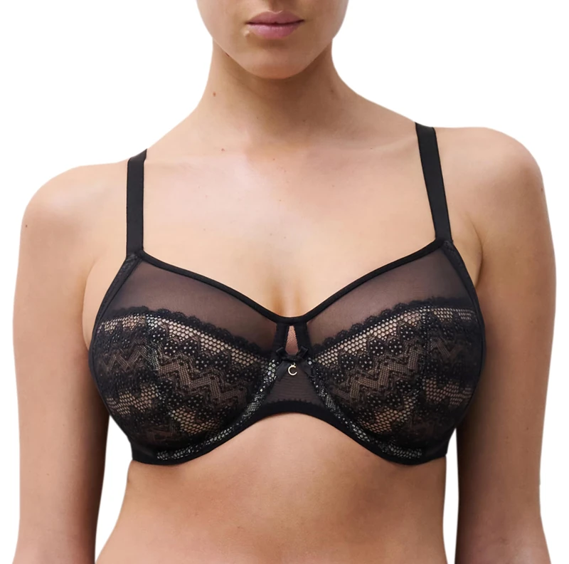 Chantelle Women's, REVELE MOI, Very Covering Underwired Bra, Women's lingerie, Black (Black 11), 30DD