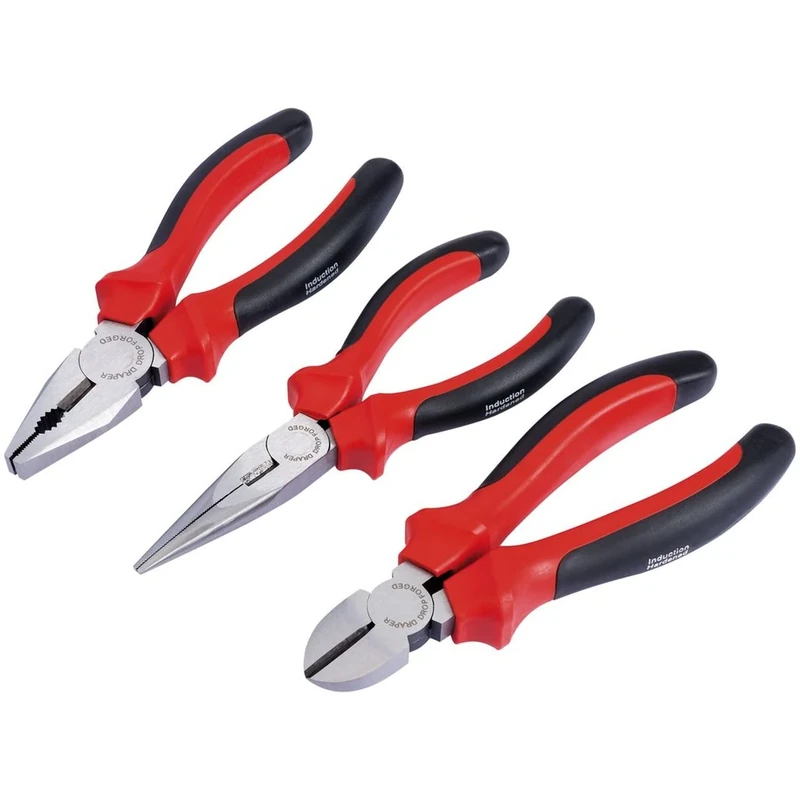 Draper Redline 68001 160 mm Heavy Duty Pliers Set with Soft Grip Handles (3-Piece)