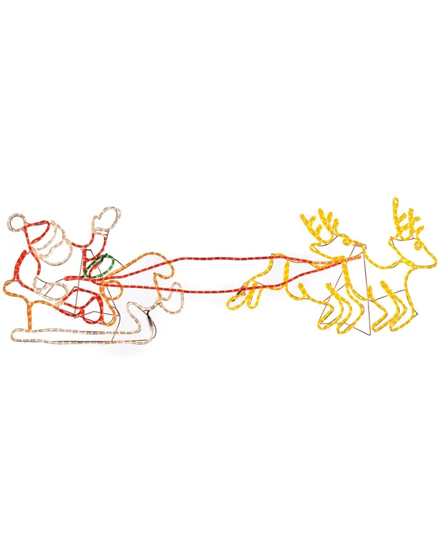 WeRChristmas 1.6 m Large Pre-Lit Santa Sleigh Reindeer LED Rope Light Christmas Silhouette Decoration