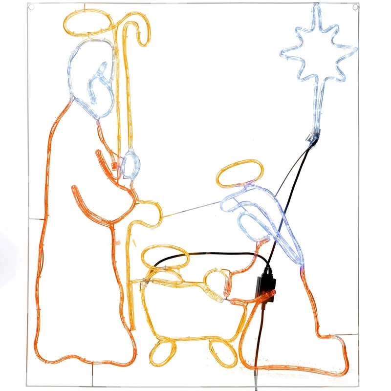 WeRChristmas Animated Nativity LED Rope Lights Silhouette with Speed Controller, 100 cm - Large, Multi-Colour