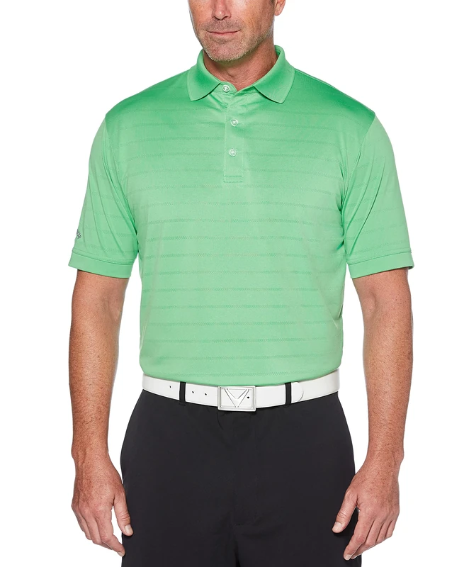 Callaway Men's Golf Short Sleeve Pique Open Mesh Polo Shirt, Vibrant Green, Large