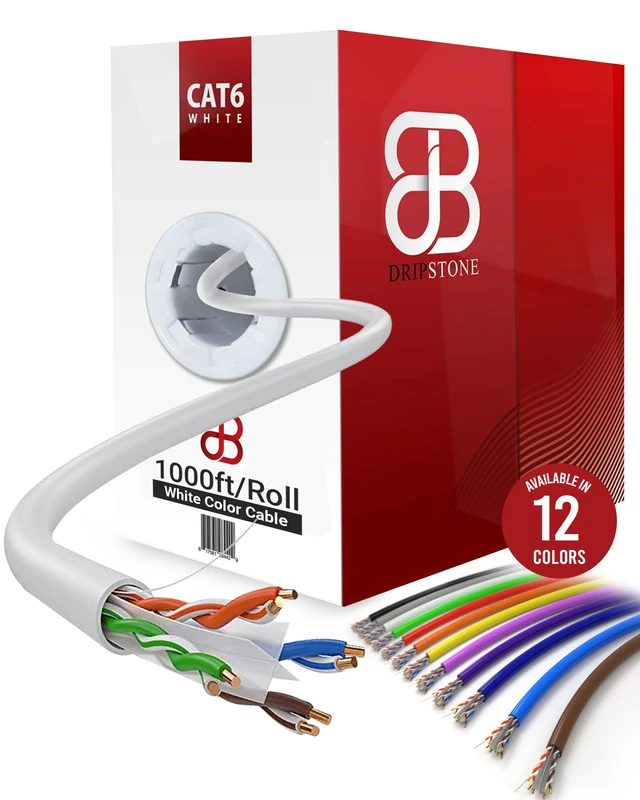 Dripstone Cat6 UTP Solid Ethernet Cable - 1000ft White