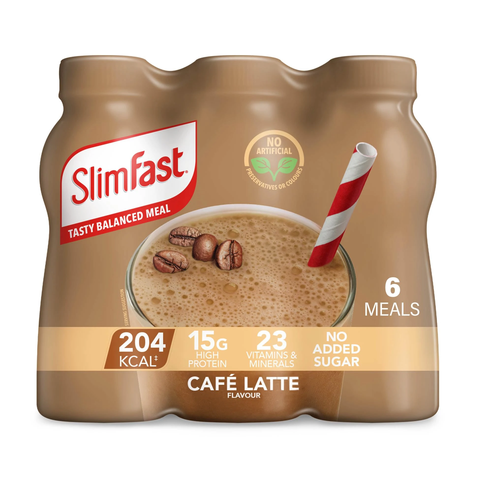 SlimFast Ready To Drink Cafe Latte Shake, 6 x 325ml