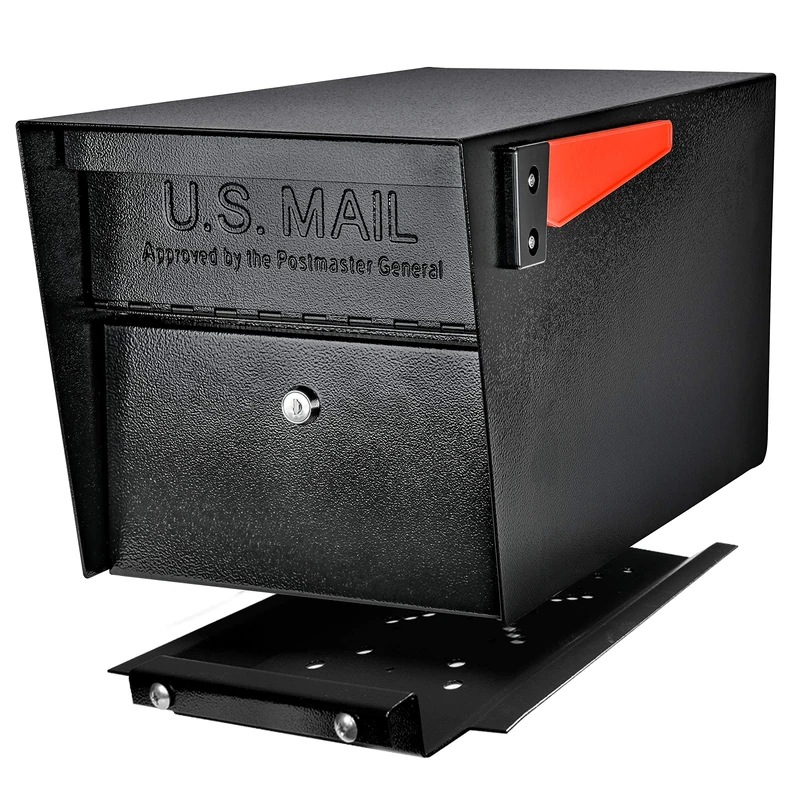 Mail Boss 7500 Mail Manager Pro Curbside Locking Security Mailbox, Black House Numbers and Mounting Plate
