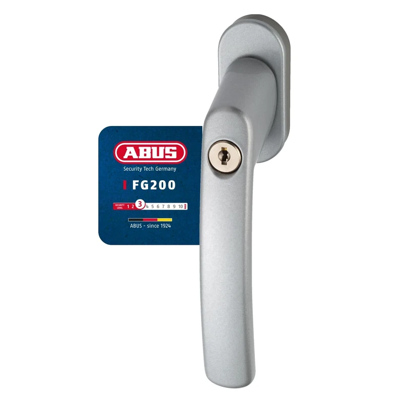 ABUS Lockable Window Handle FG200 AB208 - Set of 5 - Window Knob with Pressure Cylinder, Keyed Alike - ABUS Security Level 3 - 84582 - Silver