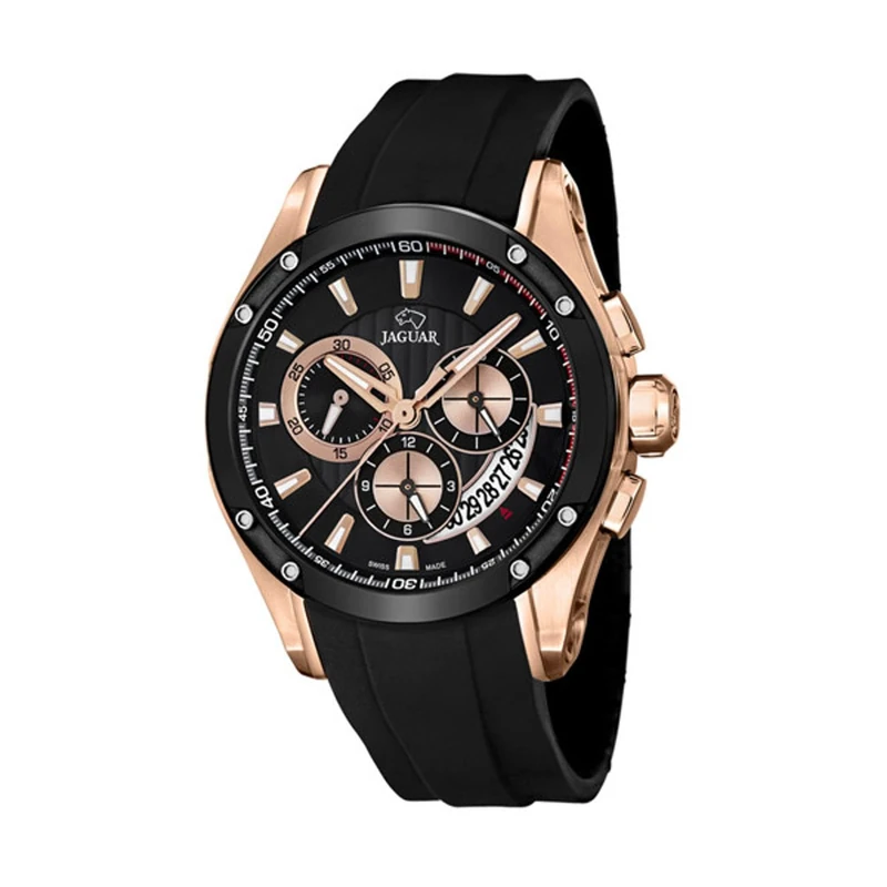 JAGUAR Men's Watch J691/1 Special Edition Stainless Steel Case 316l Gold Black Rubber Strap