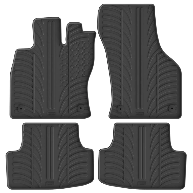 Gledring Rubber Mat Set Compatible with Seat Leon 5F 5 Doors 2013- / Volkswagen Golf VII/VIII 5 Doors 2012-2019 & 2020- (T-Profile 4-Piece + Mounting Clips)