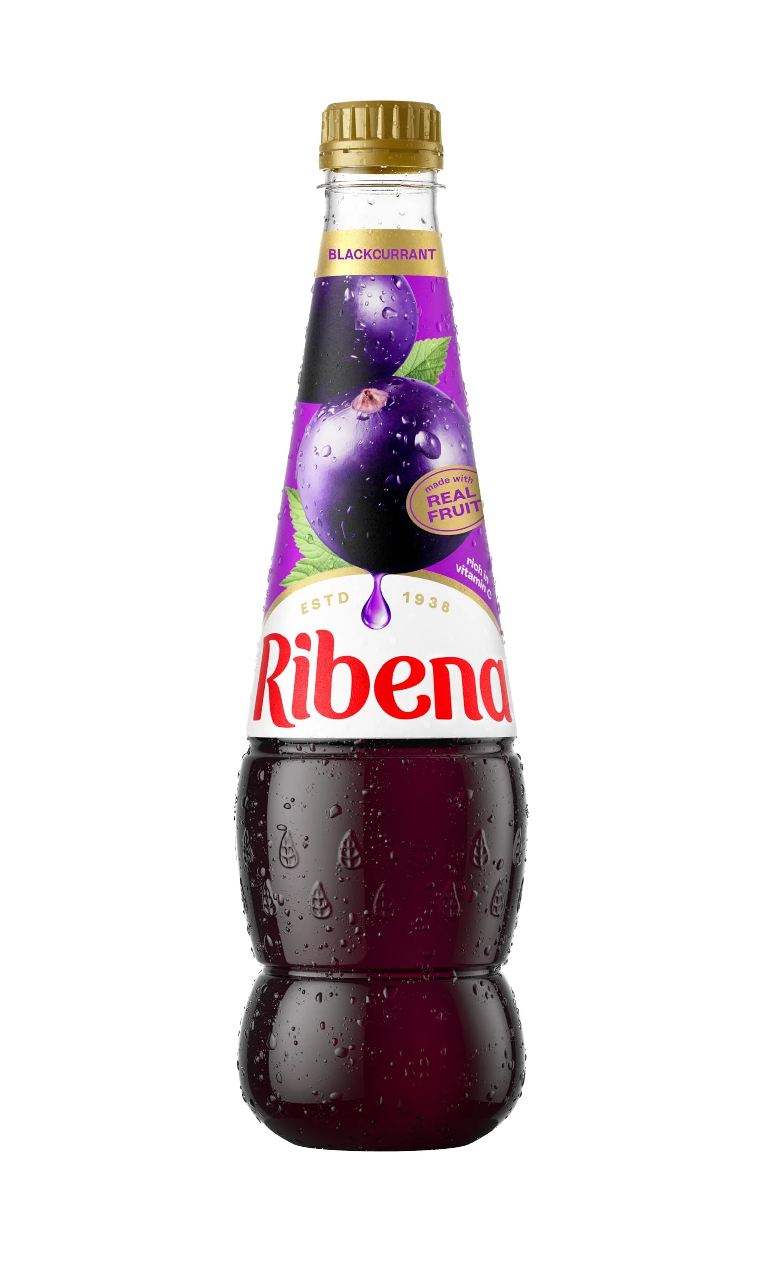 Ribena Blackcurrant Squash 850ml Real British Blackcurrants; Rich in Vitamin C; No Artificial Colours or Flavours; 100% Recycled Plastic Bottle