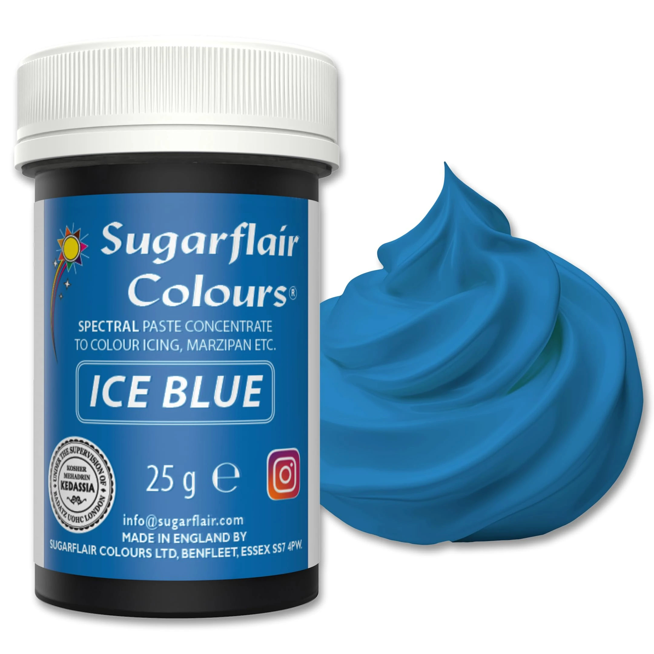 Sugarflair Food Colouring Paste Ice Blue, Concentrated Spectral Food Colouring for Buttercream, Sugar Paste, Royal Icing, Cake Mixes, Macarons and More! - 25g