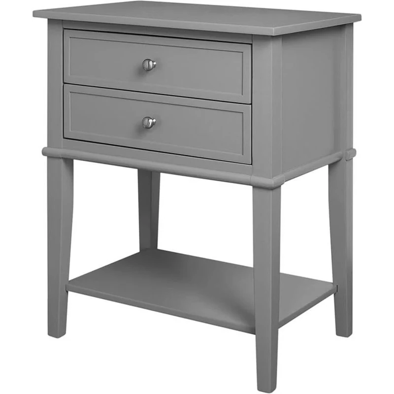 Ameriwood Franklin Accent Table with 2 Drawers, MDF, Grey, 28.25 x 22 x 15.62 Inches