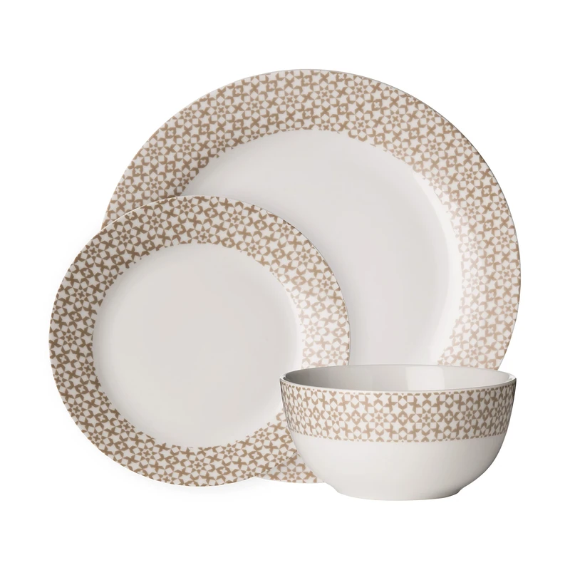 Avie Casablanca 12-Piece Dinner Set - Beige