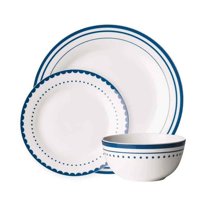 Premier Avie Saturn 12-Piece Blue Porcelain Dinner Set