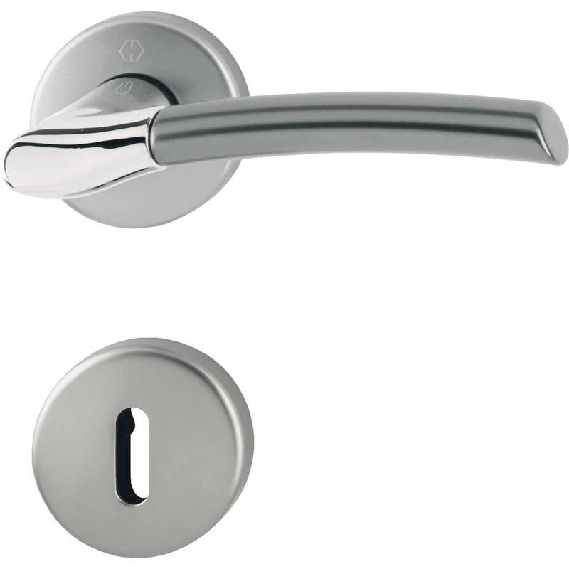 Hoppe Handle Set Bergen with Rosettes, BB, warded, Chromed Brass, Stainless Steel Effect, 2716070