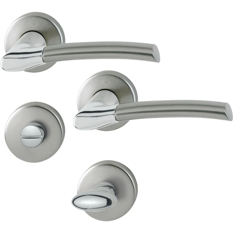 Hoppe Bergen Door Handle Set with WC Rosettes, Chrome-Plated Brass and Stainless Steel Effect, 2855846