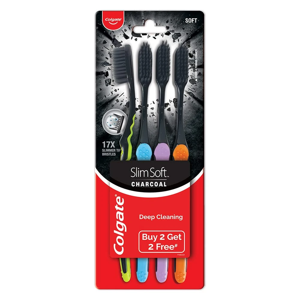 Colgate Slim Soft Charcoal - Pack of 4