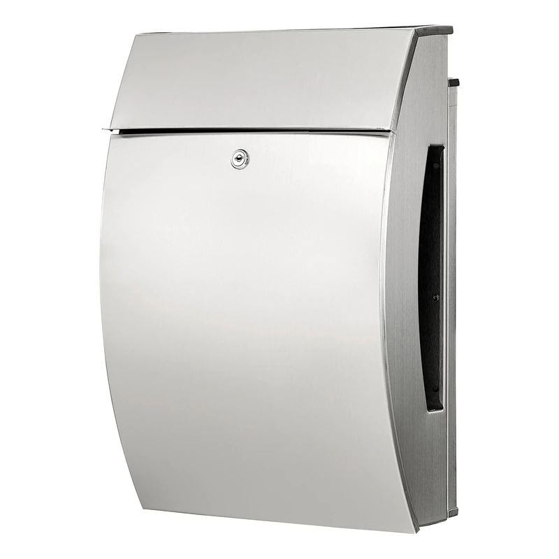 BURG-WÄCHTER, Stainless Steel Mailbox with Stop Opening, Slot Size A4, Galvanized Surface, Stainless Steel, Hamburg 3815 Ni
