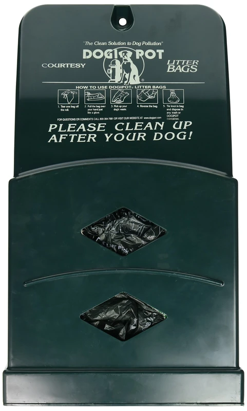 DOGIPOT 1007-2 Junior Bag Dispenser with Litter Bag Rolls, Polyethylene, Forest Green