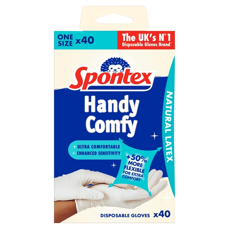 Spontex 40 Handy Comfy Disposable Gloves | One Size | Flexible for Extra Comfort