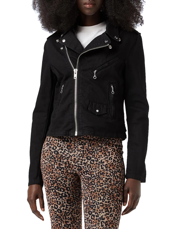 Schott NYC Women's Janisx Denim Jacket, Black, 8 (Manufacturer Size:Small) - Image 1