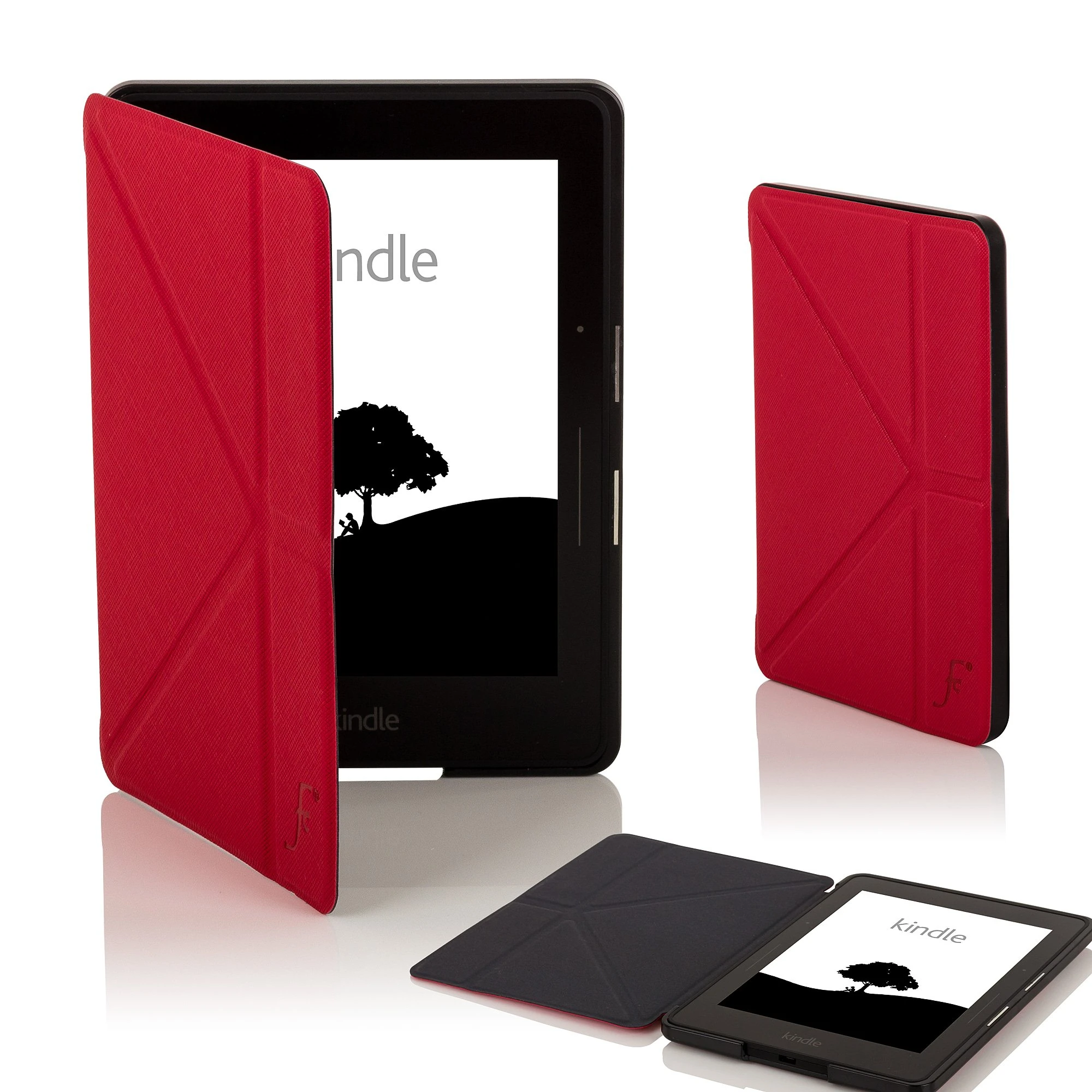 Forefront Cases Case for Amazon Kindle Voyage (2014 Model) - Red - Origami Stand Design Case (Cover) - Slim, Light & Protective, Smart Auto Sleep-Wake Function Cover for Kindle Voyage