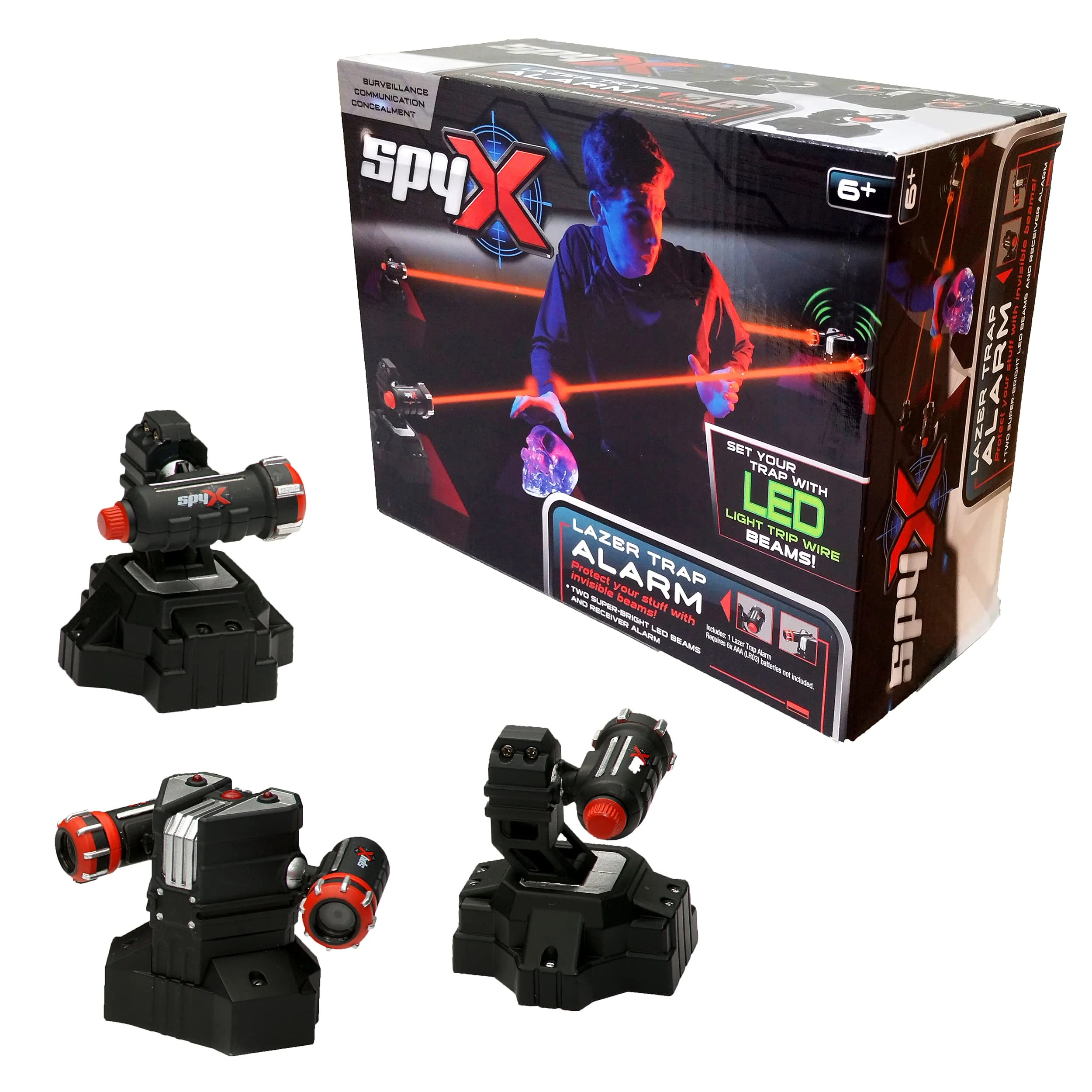 SpyX - Lazer Trap Alarm For Kids - Protect Yourself With Invisible LED Trip Wire Beams For Fun Spy Missions - Includes 2 Super Bright Beams and Receiver Alarm, 6+ Years