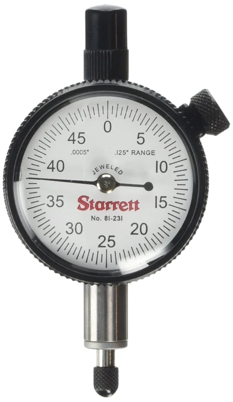 Starrett 81-231J Dial Indicator, Range: .125", Dial Reading: 0-50