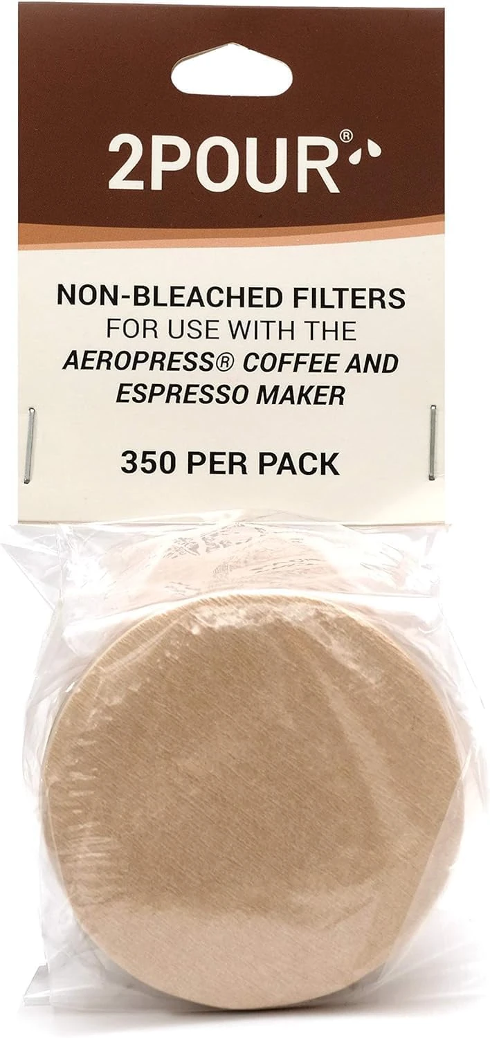 350x (1 Pack) Reusable Replacement Paper Filters for Use with The Aeropress® Coffee Maker/Aeropress® Go - Vegan Non Bleached Natural - 2POUR®.