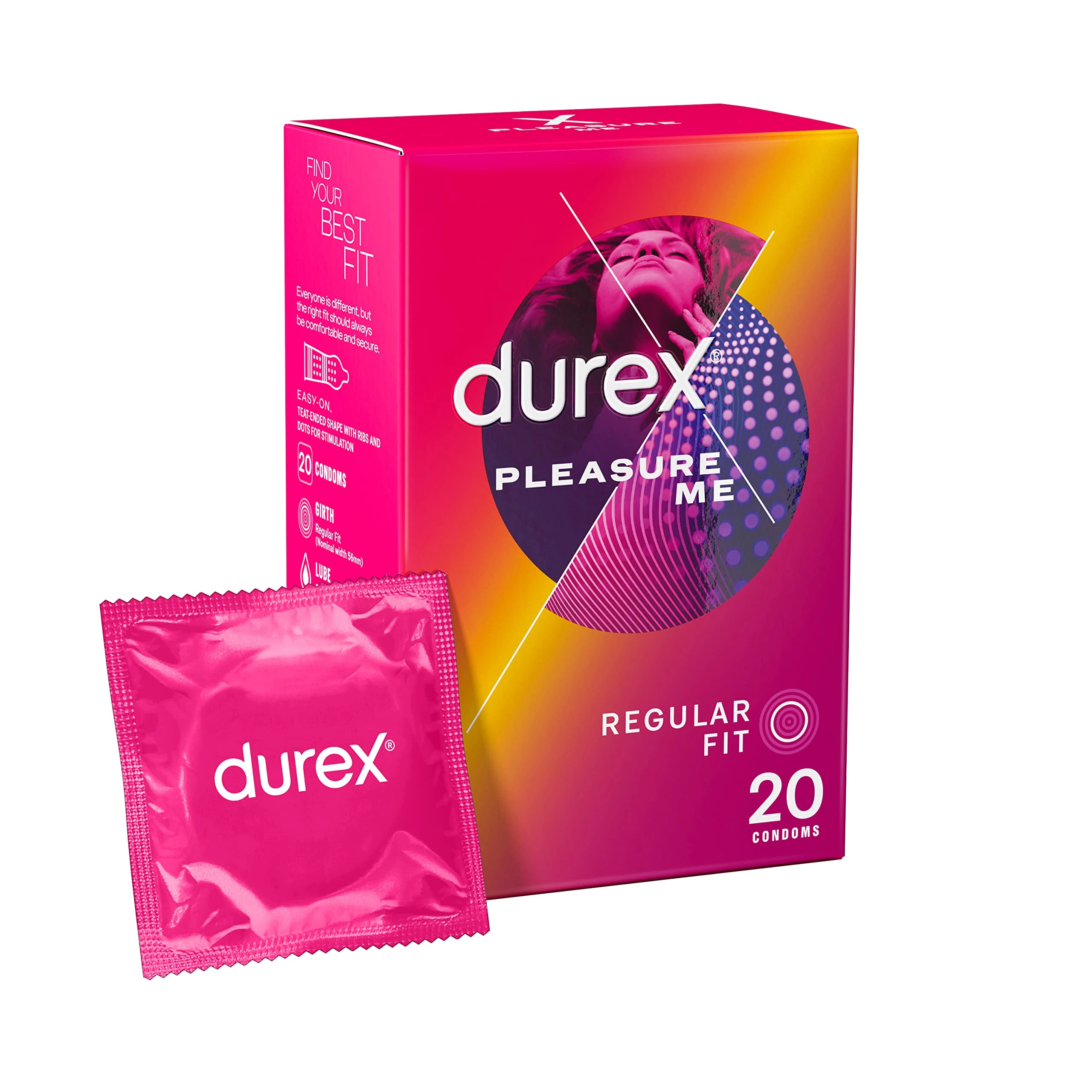 Durex Pleasure Me Condoms, 20 Condoms (1 Pack) (Packaging May Vary)