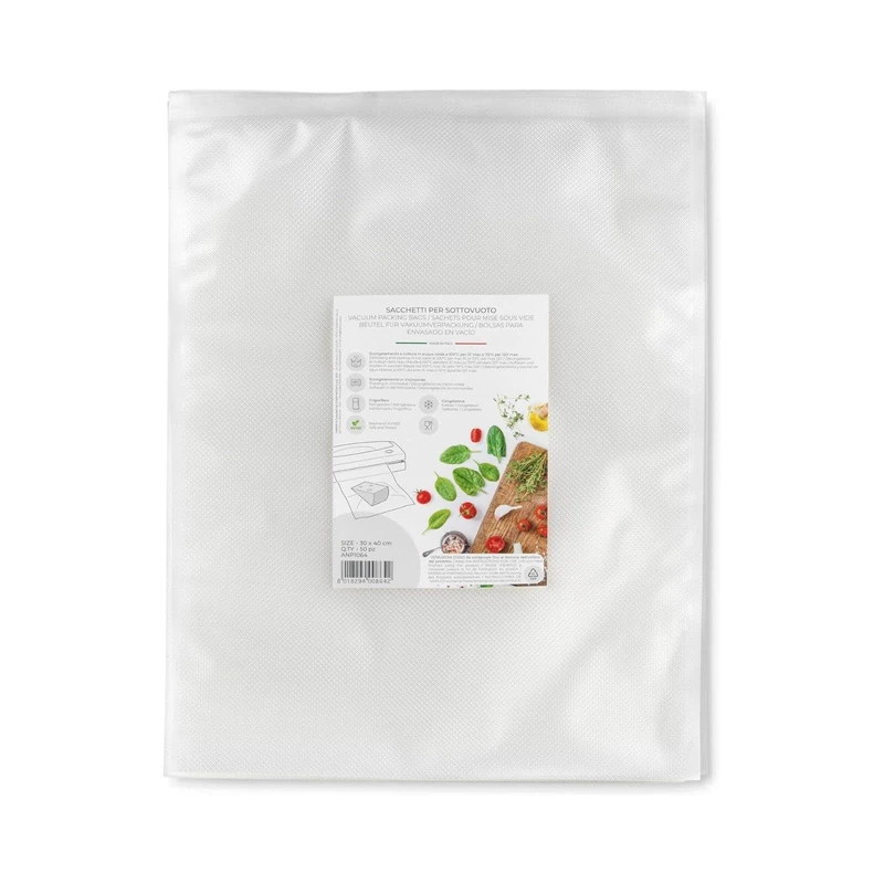 Magic Vac, 50 Vacuum Bags 30 x 40 cm, Ideal for Freezer, Refrigerator, Defrosting in Microwave, Boiling, Vacuum Cooking in the Oven or Steam, Without Label, Certified Made in Italy