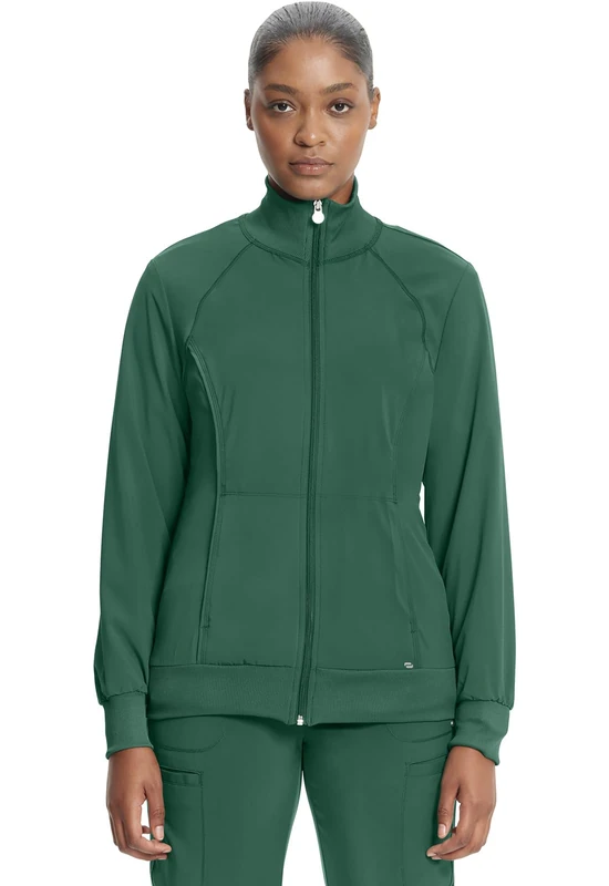 Infinity Women's Zip Front Warm-up Jacket Medical Scrubs, Hunter Green, Medium