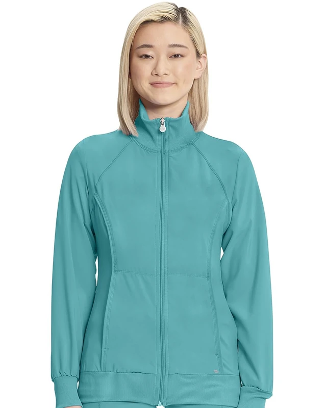 Infinity Women's Zip Front Warm-up Jacket Medical Scrubs, Teal Blue, XXS
