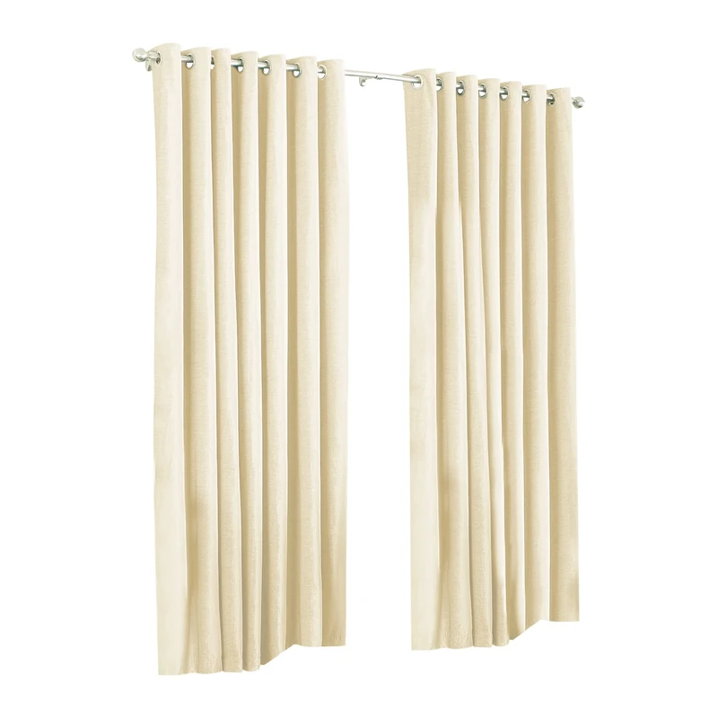 Riva Paoletti Wellesley Natural Eyelet Curtains 90 cm x 90 cm (229 x 229 cm), Polyester, 90x90 (229x229cm)