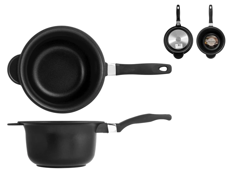 Home Grandchef Polenta Pot, Nonstick coating with Handle, Round, Aluminum, Black, 26 cm - Image 1