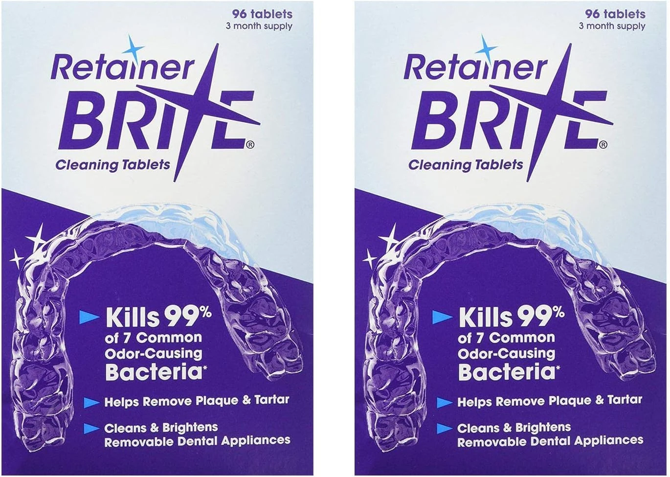 2x Retainer Brite Cleaning Tablets - 96 Tablet Pack - 3 Months Supply