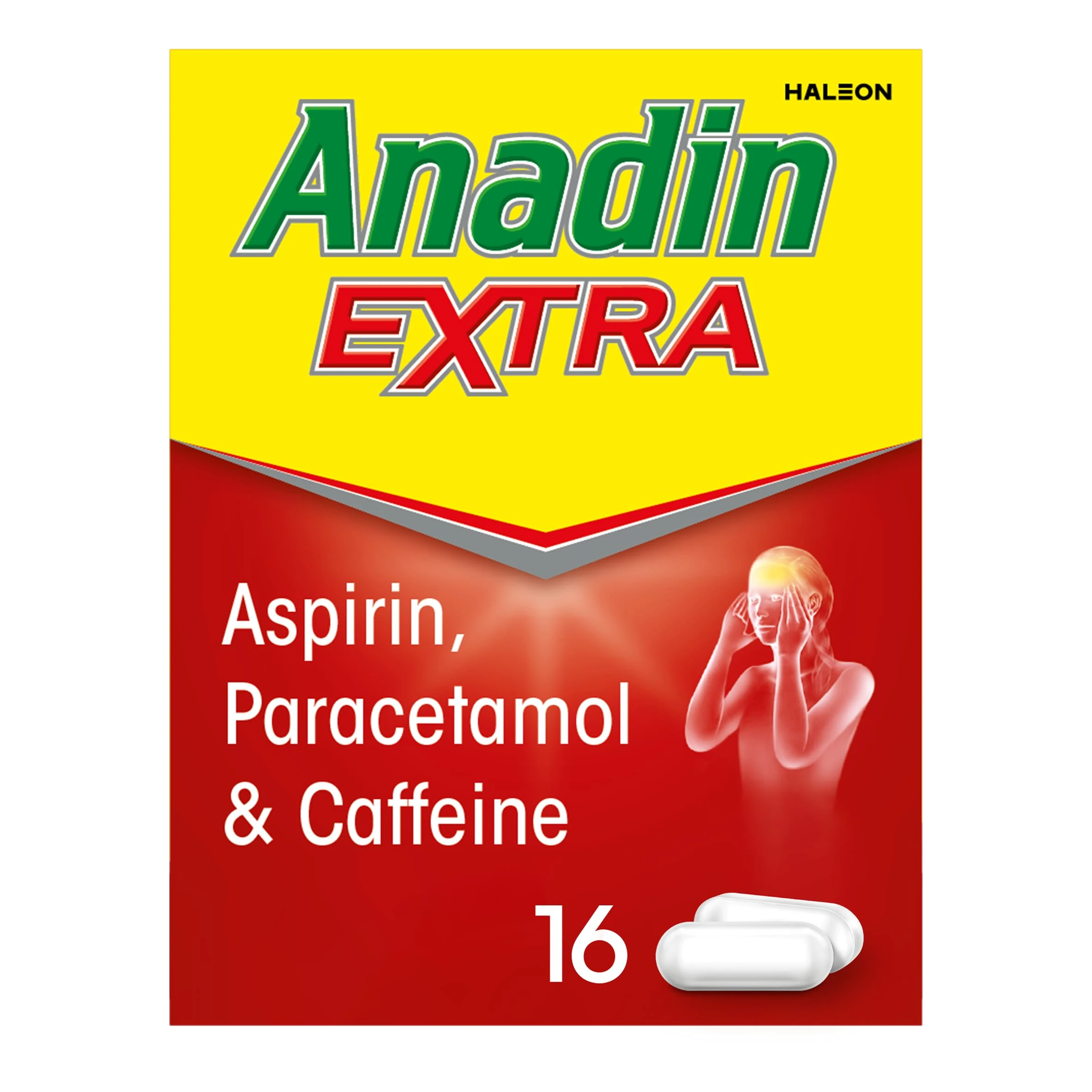 Anadin Painkiller Caplets Extra x16 tablets - Aspirin, Paracetamol, Caffeine