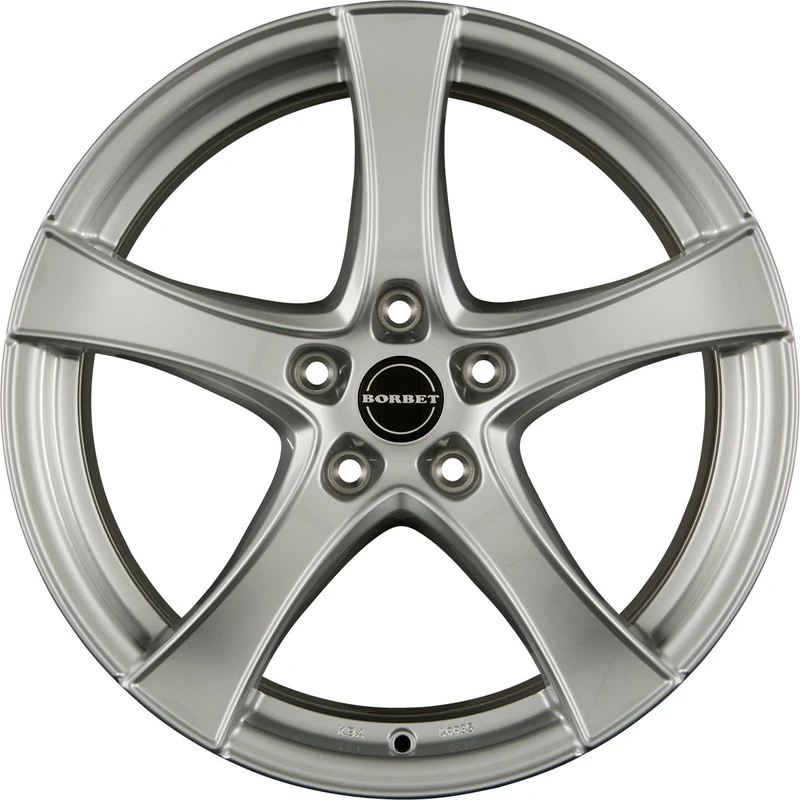 Borbet F2 6 x 17 ET 48 Bolt Circle 5 x 112 Hub Centering 66.6 F2 60748112566.6BS/T, Brilliant Silver