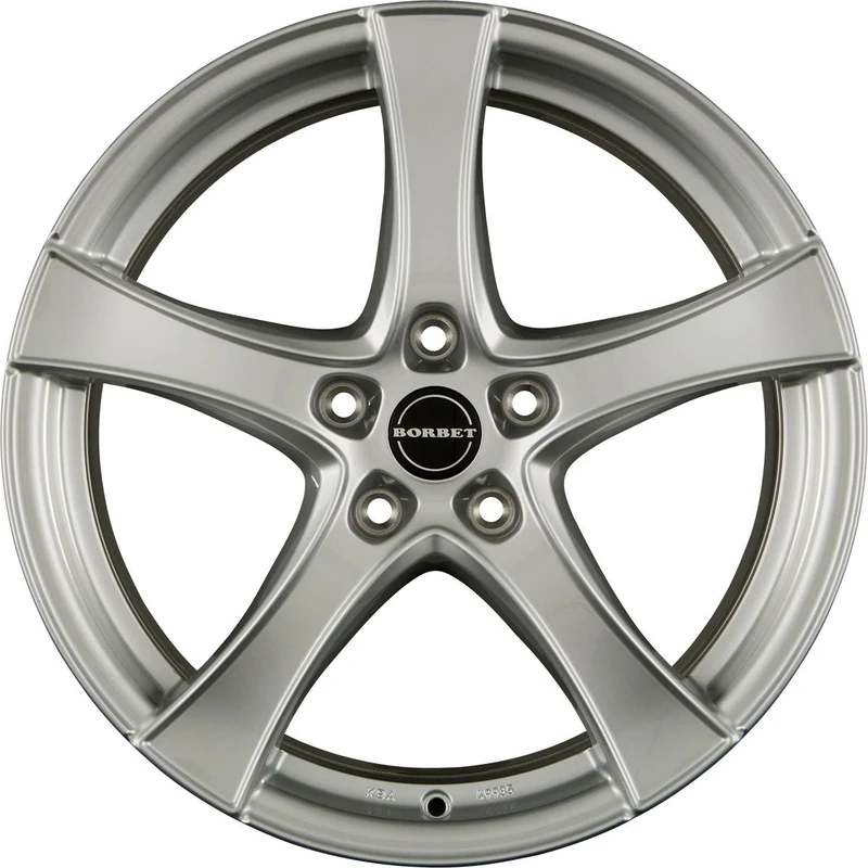 Borbet F2 6.5 x 17 ET 41 Bolt Circle 5 x 112 Hub Centering 57.1 F2 65741112557.1BS/T, Brilliant Silver
