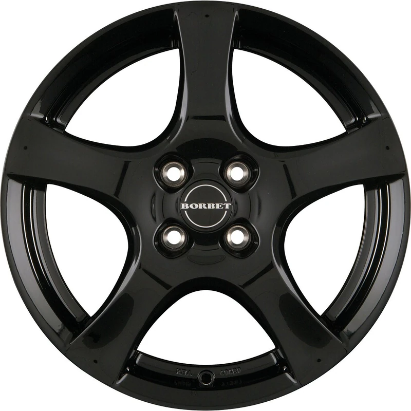 Borbet F 6.5 x 16 ET 45 Bolt Circle 4 x 100 Hub Centering 64.1 F 65645100464.0BG/T, Black Glossy