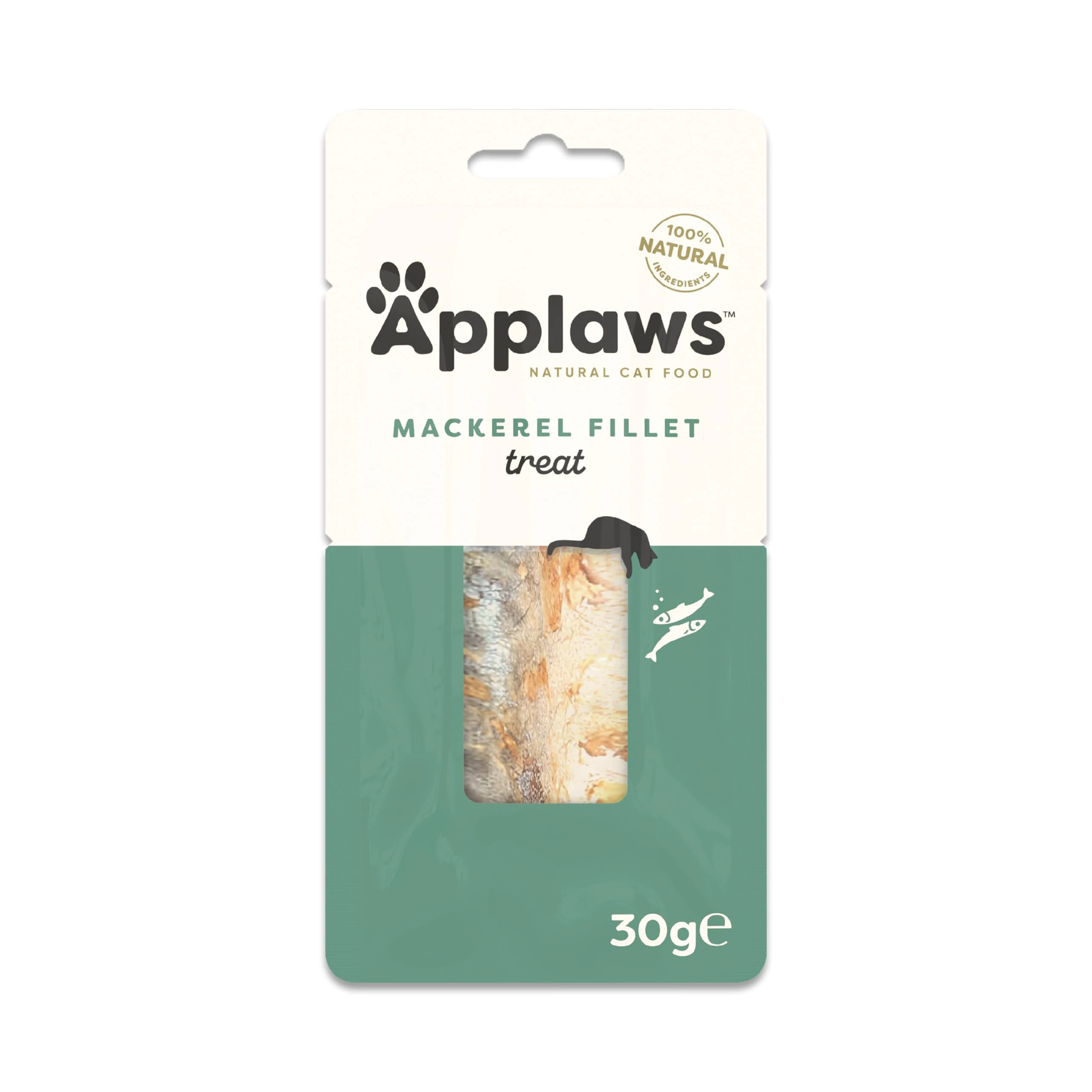 Applaws 100% Natural Cat Treats, Mackerel Loin Cat Snack, 30g Pouch (Pack of 12)