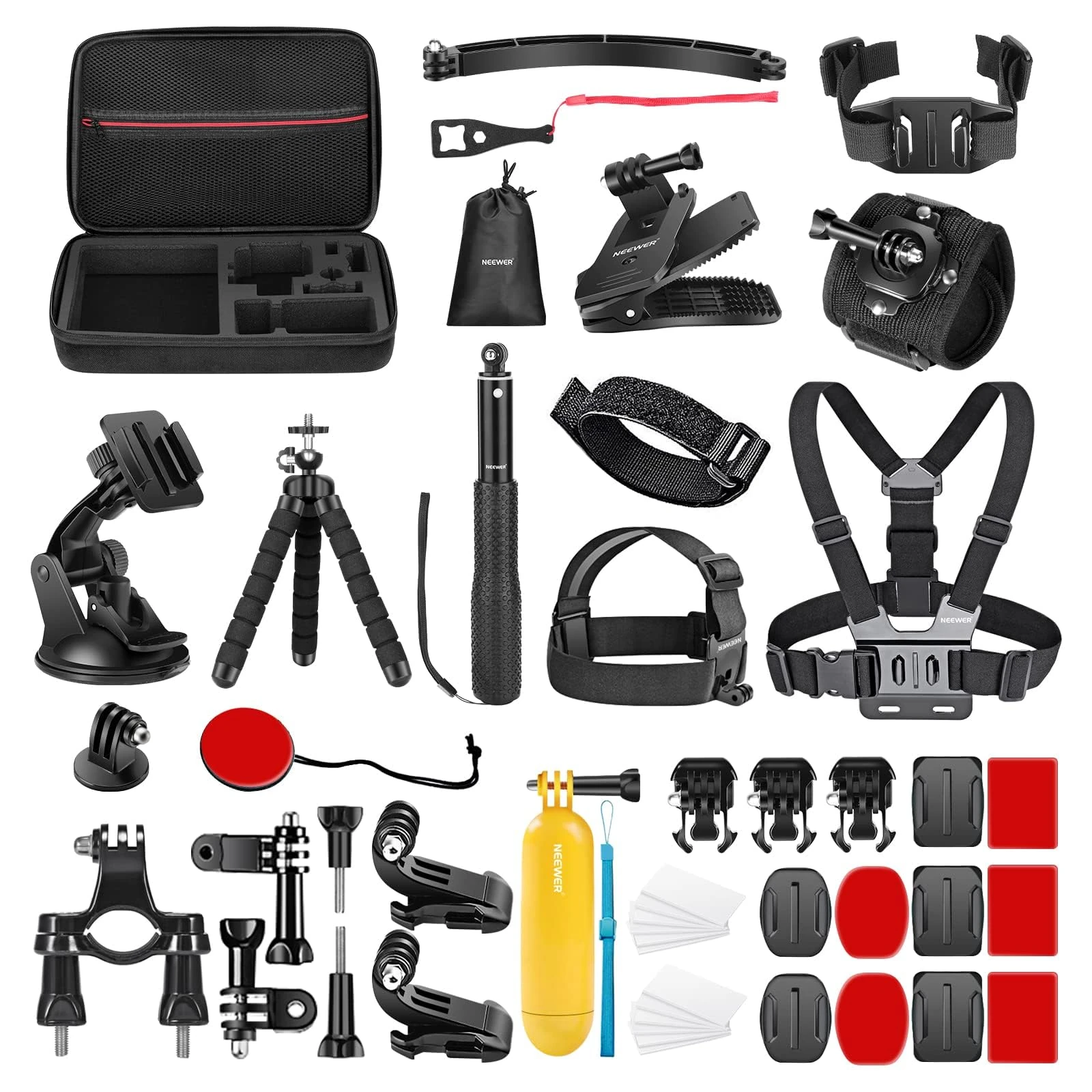 NEEWER 50 in 1 Action Camera Accessory Kit Compatible with GoPro Hero 11 10 9 8 7 6 5 4 GoPro Max GoPro Fusion Insta360 DJI Osmo Action Action 2 AKASO, and more