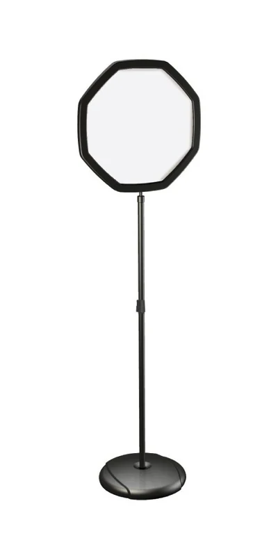 Bi-Office Floor Safety Sign, Magnetic Octagonal, Drywipe Surface, Black, Adjustable, 30 x 165 cm