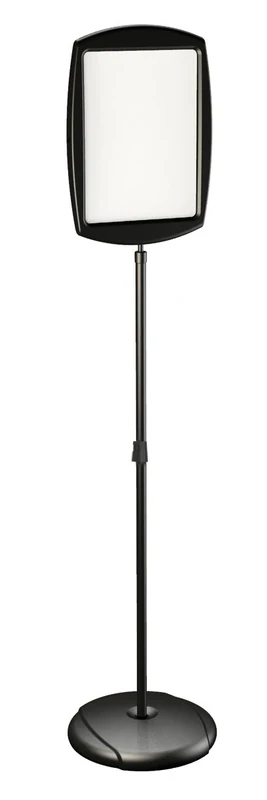 Bi-Office Floor Safety Sign, Magnetic Vertical Rectangle, Drywipe Surface, Black, Adjustable, 27 x 47 cm