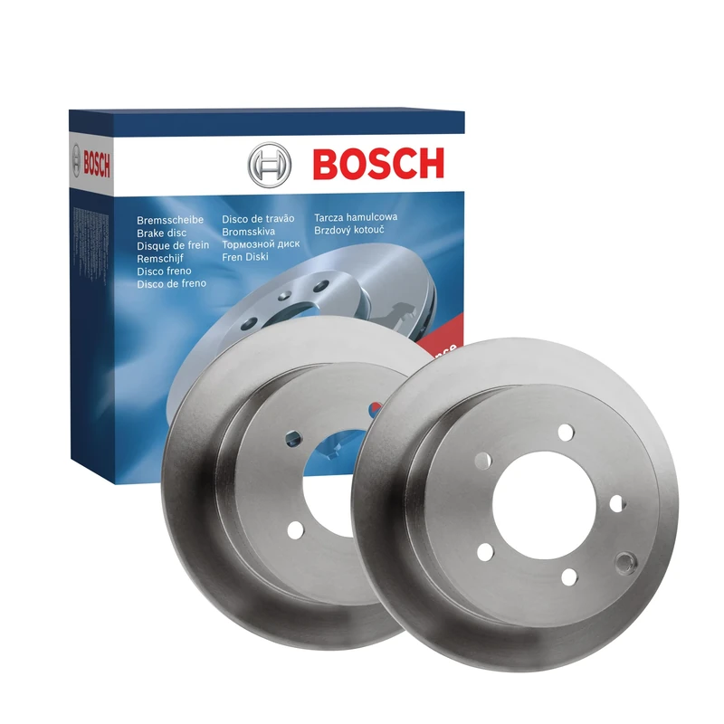 Bosch BD1728 Brake Disc Set - 262 mm Solid Discs - Rear Axle - ECE-R90 Certified - Reliable Braking, Stable Performance, Corrosion Protection - 1 Set of 2 Discs