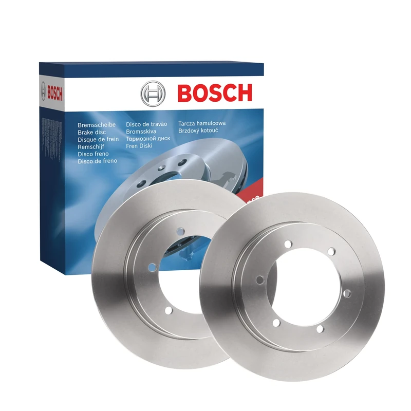 Bosch BD2154 Brake Disc Set - 280 mm Solid Discs - Rear Axle - ECE-R90 Certified - Reliable Braking, Stable Performance, Corrosion Protection - 1 Set of 2 Discs
