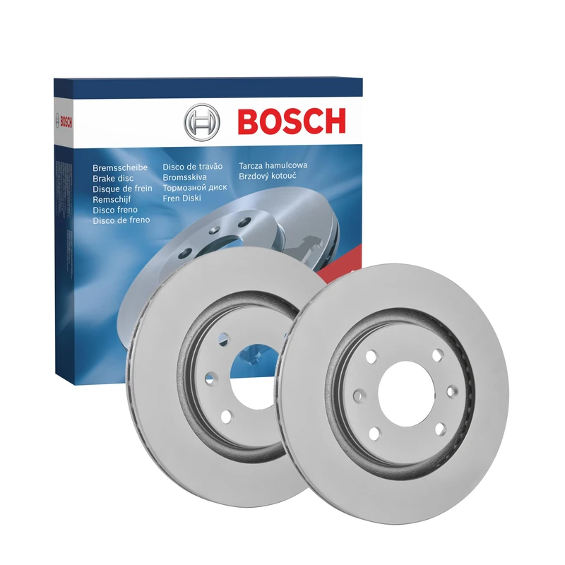 Bosch BD2028 Brake Disc Set - 266 mm Vented Coated Discs - Front Axle - ECE-R90 Certified - Great Cooling, Advanced Corrosion Protection - 1 Set of 2 Discs