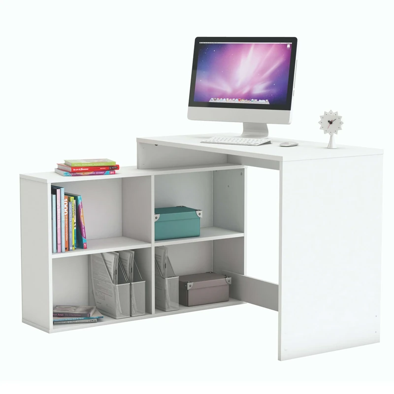 Demeyere 254460 Corner Desk, Wood, Pearl White
