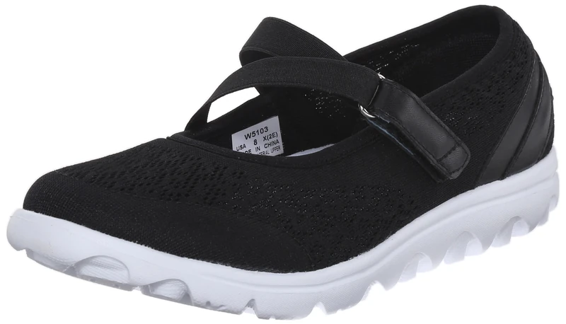 Propét Women's TravelActiv Mary Jane Flat, Black, 5.5 UK